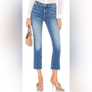 MOTHER Rascal Crop Fray in Hop on Hop off wash, size 28 raw hem